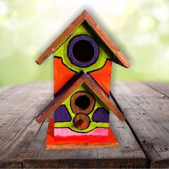 New Hand Painted & Handcrafted Double Hole Custom Birdhouse Home Decor - Picture 6 of 15
